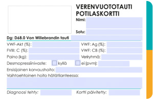 Verenvuototauti Potilaskortti